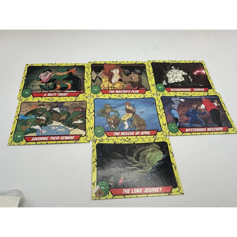1989 TOPPS TEENAGE MUTANT NINJA TURTLES TRADING CARDS LOT OF‎ 7